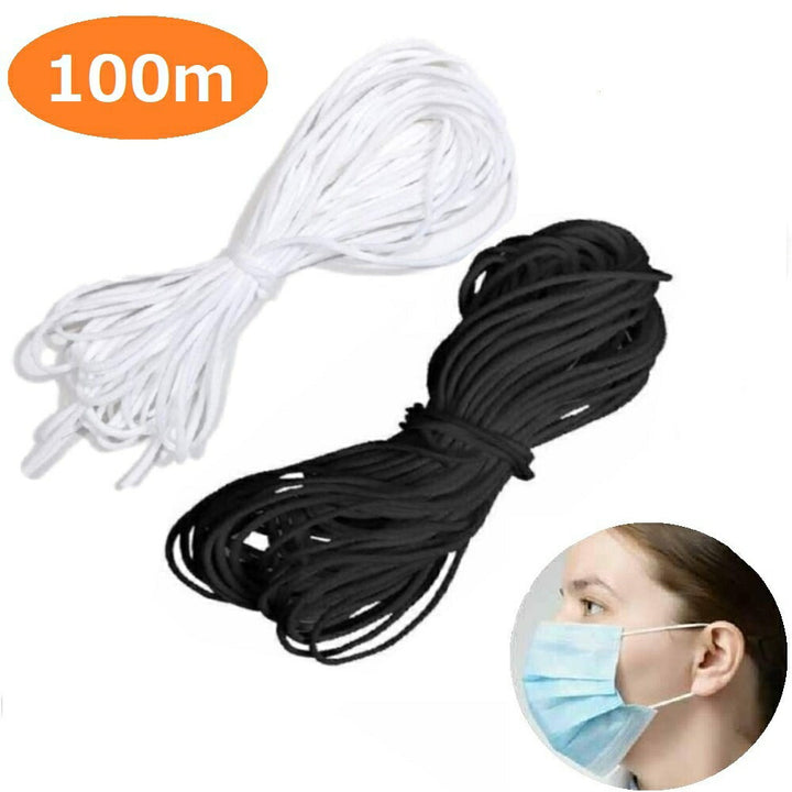 マスク | やわらかマスク用ゴム紐 3mm×100m 白/黒