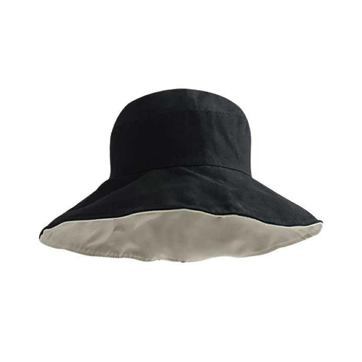 キャップ | リバーシブル帽子 バケットハット つば広 - ブラック/オフホワイト