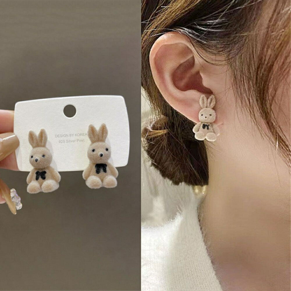ピアス イヤーカフ | ウサギデザイン 両耳用アクセサリー 幸運のシンプルジュエリー