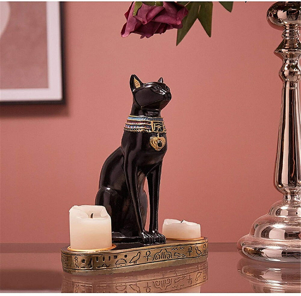 インテリア オブジェ | バステト神 キャンドルスタンド | 猫型エジプシャンフィギュア