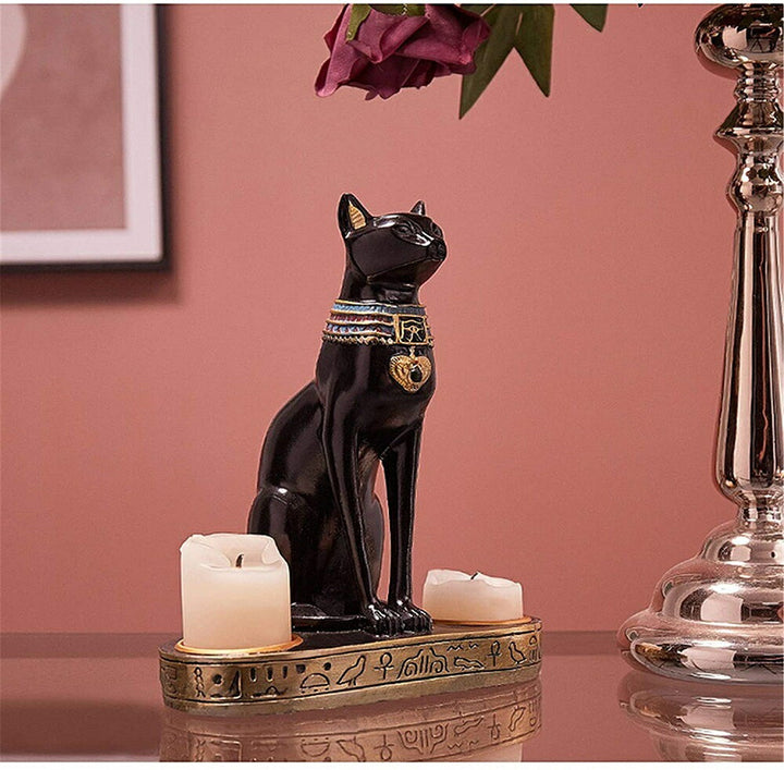 インテリア オブジェ | バステト神 キャンドルスタンド | 猫型エジプシャンフィギュア