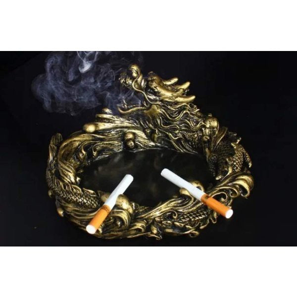 風水 インテリア | 高級ガラス灰皿「守護龍」 - 風水インテリア小物入れ