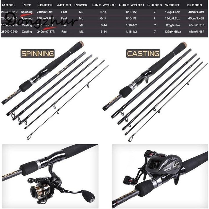 釣り 道具 | 6ピーストラベルロッド スピニング・ベイト兼用 ソフトケース付き