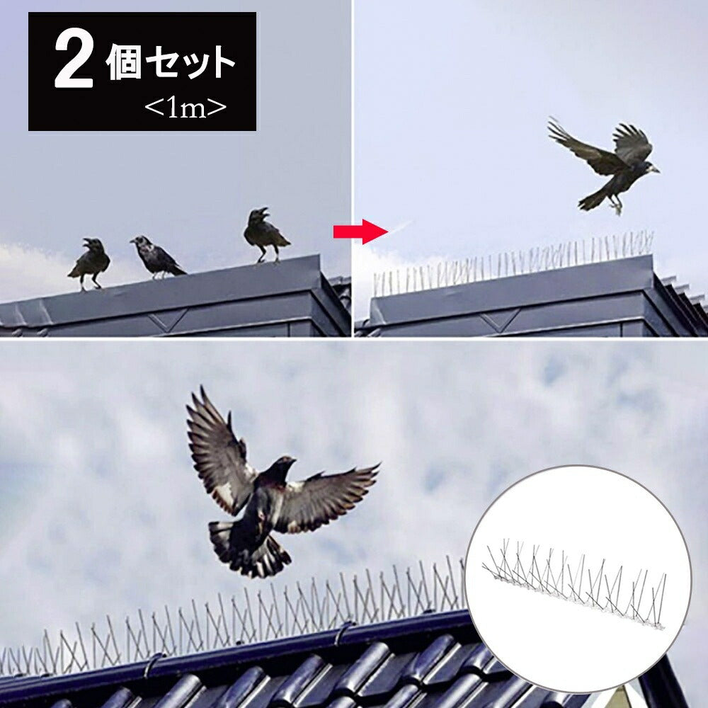 虫よけ 鳥よけ | 防鳥スパイク2個セット - 害獣・ハト対策、長さ調整可能