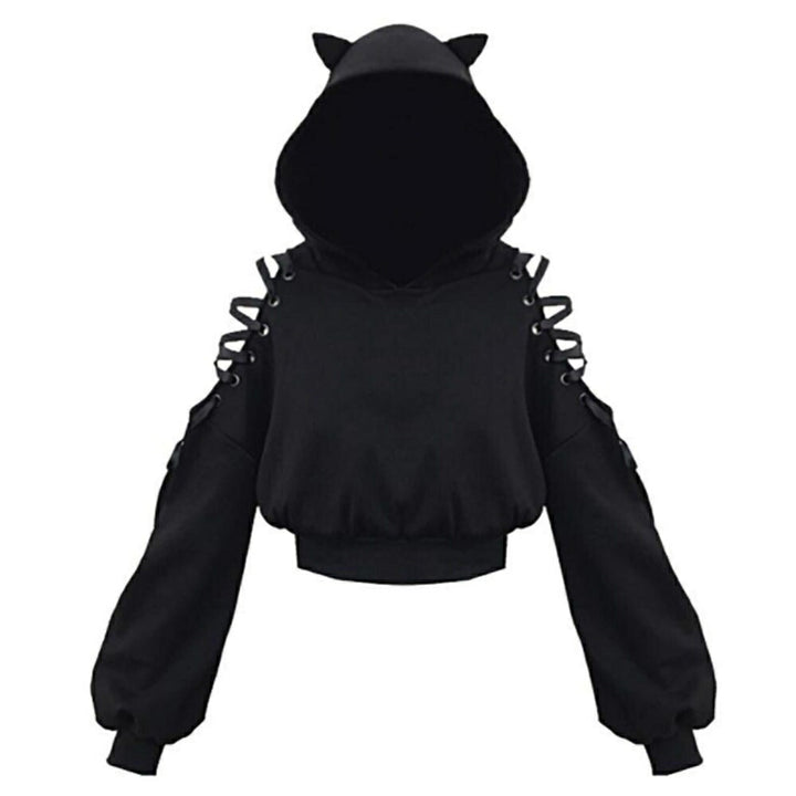 パーカー 女性 | 猫耳オフショルダーパーカー レディース 長袖