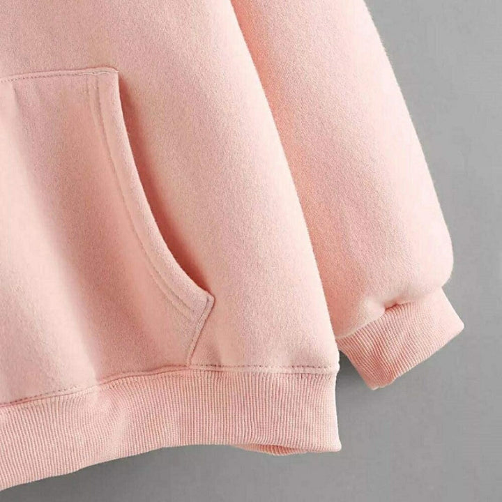 パーカー 女性 | うさ耳ビッグシルエットパーカー ピンク/ブラック ユニセックス