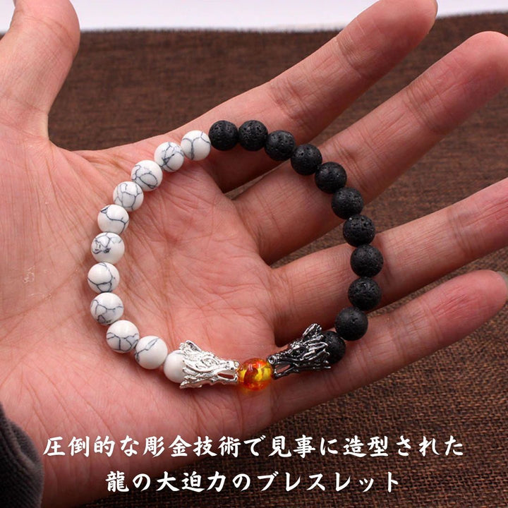 ブレスレット | 龍神パワーストーンブレスレット 二頭竜玉デザイン 全3カラー