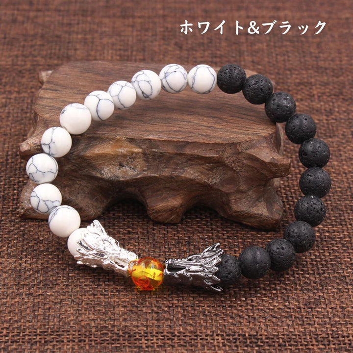 ブレスレット | 龍神パワーストーンブレスレット 二頭竜玉デザイン 全3カラー