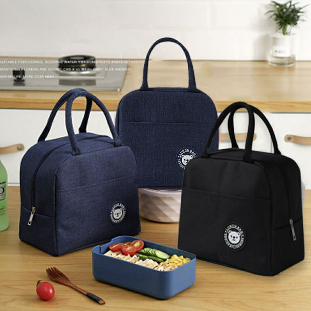 アウトドア用品 その他 | クマ柄ランチバッグ 保冷・保温機能付き 大容量ポケット（ブラック/ネイビー）