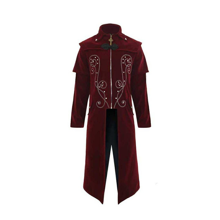 男性ファッション その他 | ヴィンテージ風 ドラキュラコスプレ衣装 - ワインレッドベロアマント