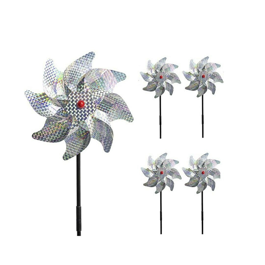 虫よけ 鳥よけ | レインボー風車鳥よけ 5個セット - ベランダ・菜園用