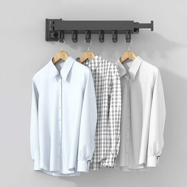 インテリアインテリア雑貨 その他 | 壁付け折りたたみ式ハンガー ブラック - 衣類・バスタオル用