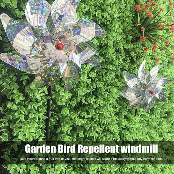 虫よけ 鳥よけ | レインボー風車鳥よけ 5個セット - ベランダ・菜園用