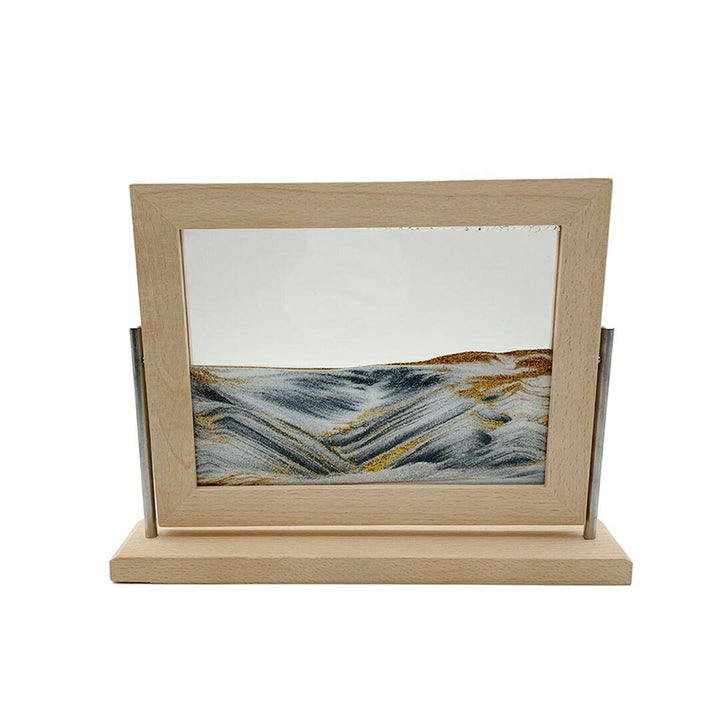 インテリア オブジェ | サンドピクチャー スクエアデザイン 木製フレーム【ホワイトブラック/ホワイトゴールド】