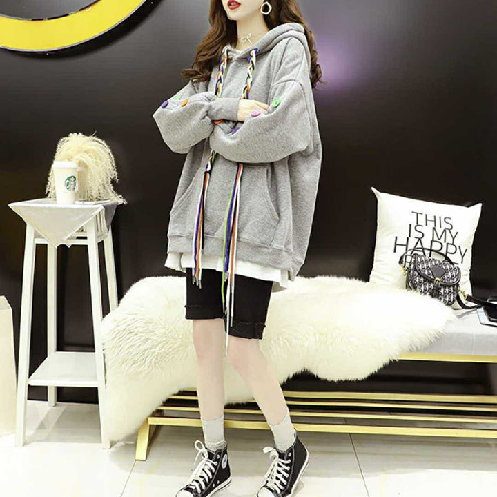 パーカー 女性 | カラフルフード紐のボリュームパーカー ユニセックス