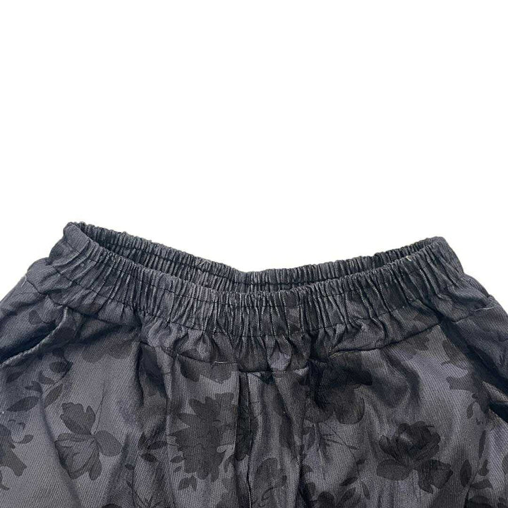 ボトムス 女性 | 花柄ワイドパンツ Lサイズ（ブラック/ブラウン）