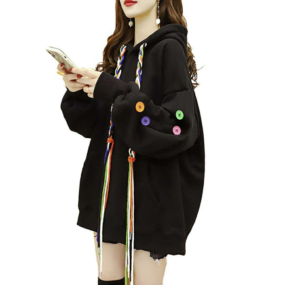 パーカー 女性 | カラフルフード紐のボリュームパーカー ユニセックス