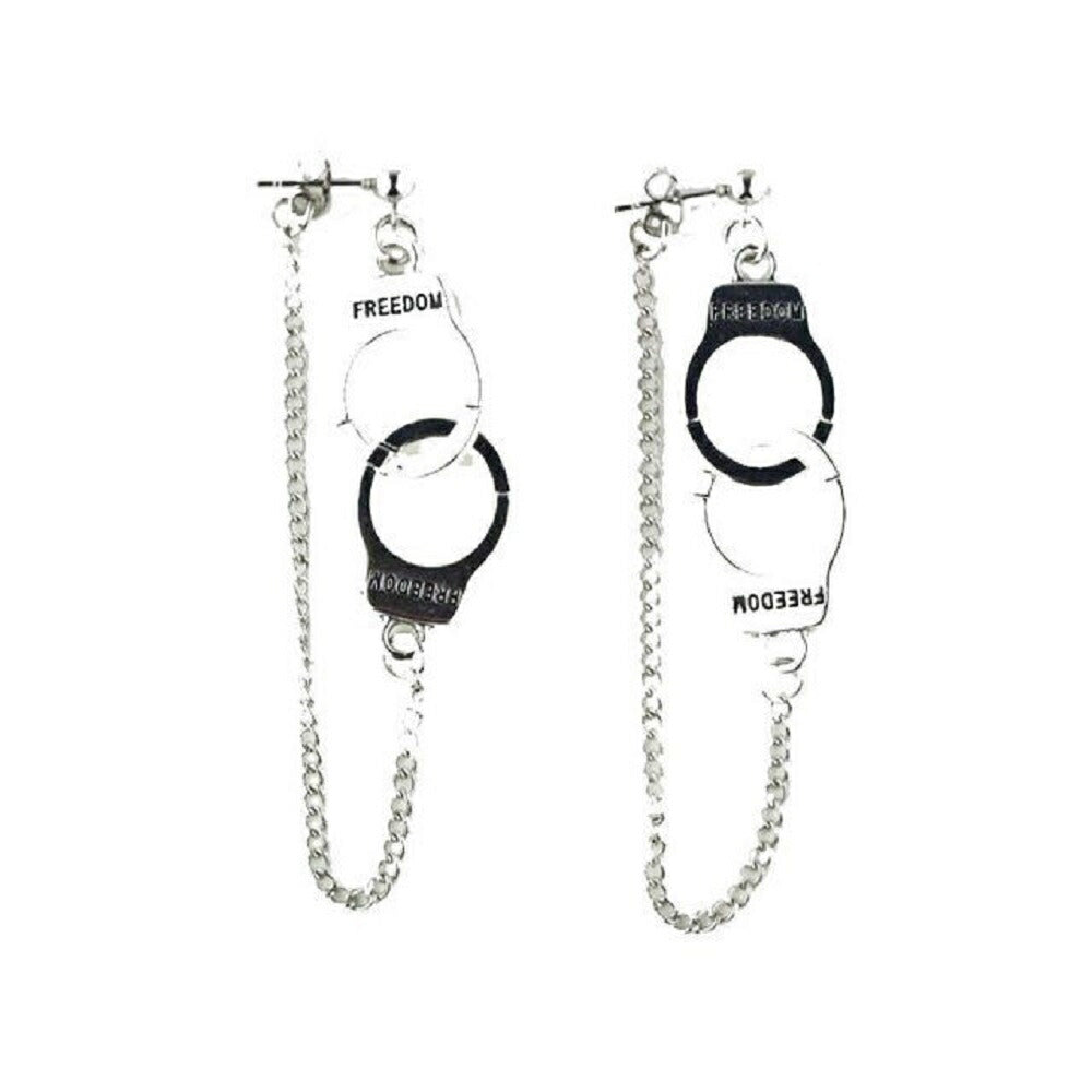 リング | シルバーハンドカフスチェーンピアス | ユニークな両耳用スタッドピアス