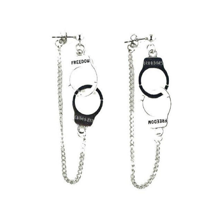 リング | シルバーハンドカフスチェーンピアス | ユニークな両耳用スタッドピアス