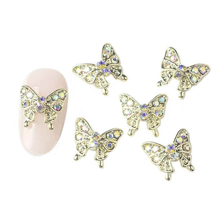 コスメティック | ゴールドバタフライネイルパーツ 10個セット - 華やかなデコレーション用