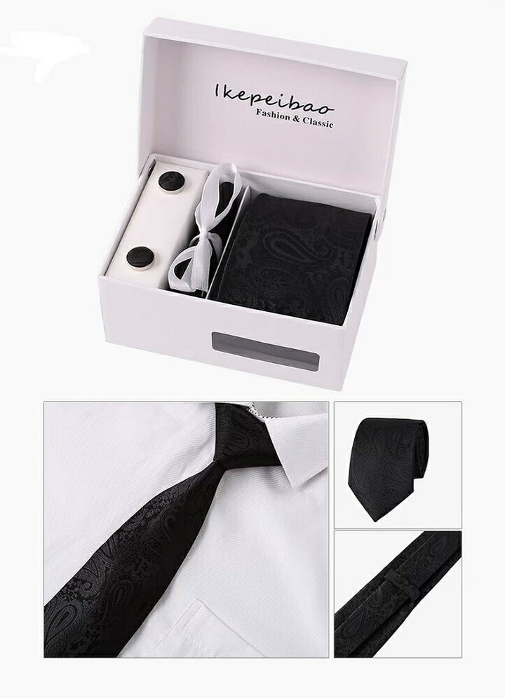 男性ファッション その他 | ペイズリー柄フォーマル4点セット（ネクタイ・カフスボタン・チーフ・ケース付き）