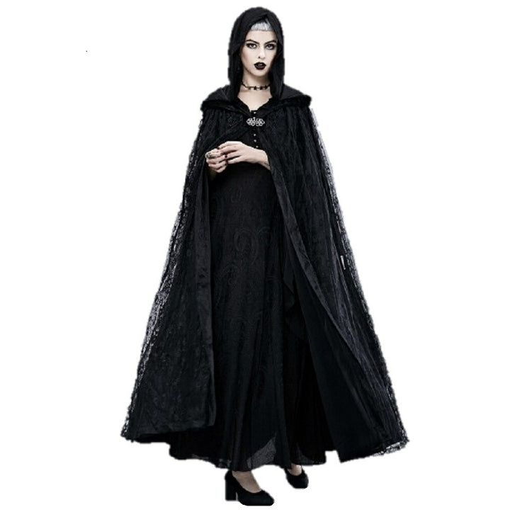 ワンピース ドレス | ハロウィン用女性魔女コスプレ衣装：フード付き黒ローブ