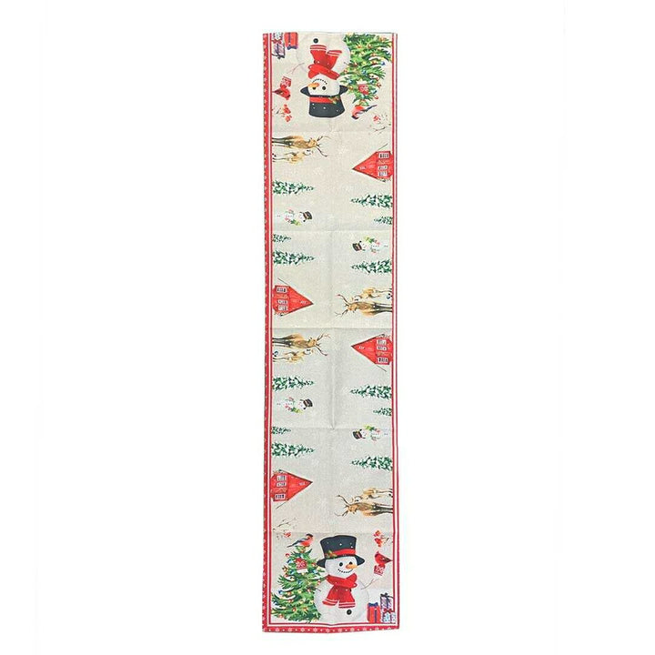 イベントグッズ | クリスマス用雪だるまデザインテーブルランナー 150cmx34cm チェック柄
