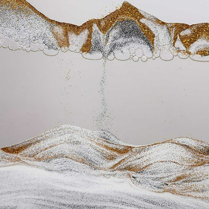 インテリア オブジェ | サンドピクチャー スクエアデザイン 木製フレーム【ホワイトブラック/ホワイトゴールド】