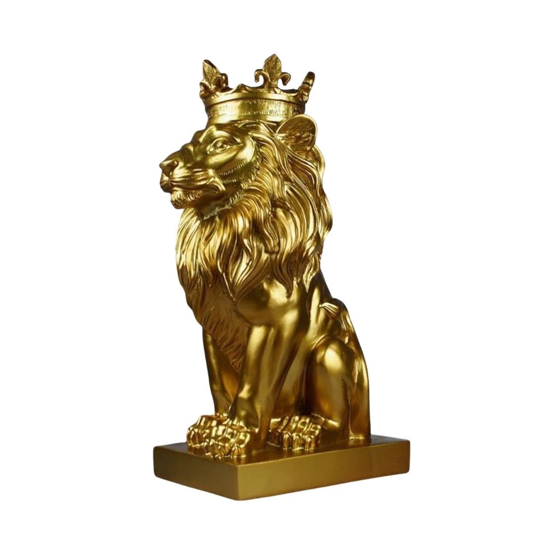 インテリア オブジェ | キングライオン置物3個セット - ゴールド・ブラック・ホワイト