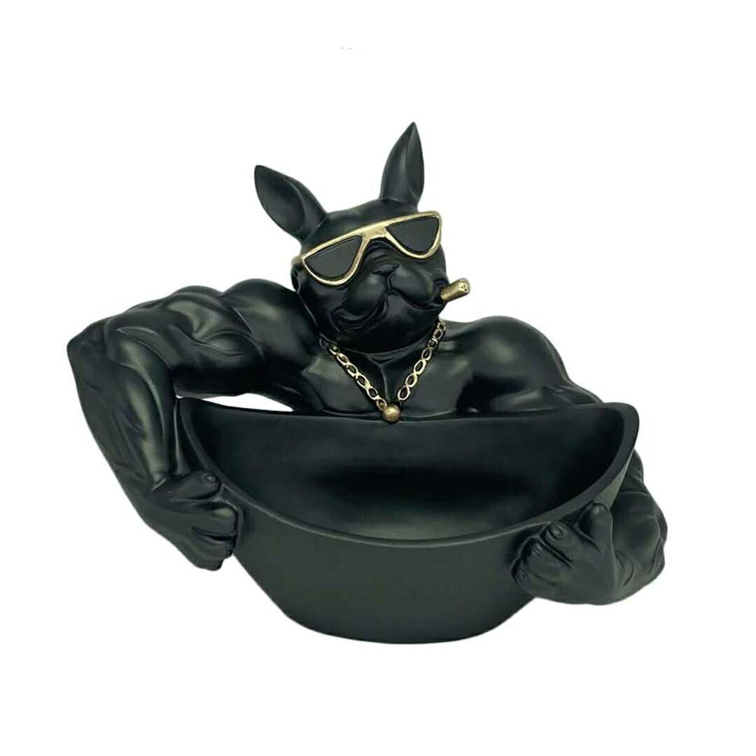 インテリア オブジェ | ブルドッグ置物 小物入れ・貯金箱 ブラックサングラス付き