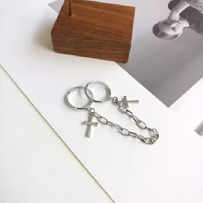 リング | ユニセックス・クロスチェーンリング | ステンレス製フリーサイズ