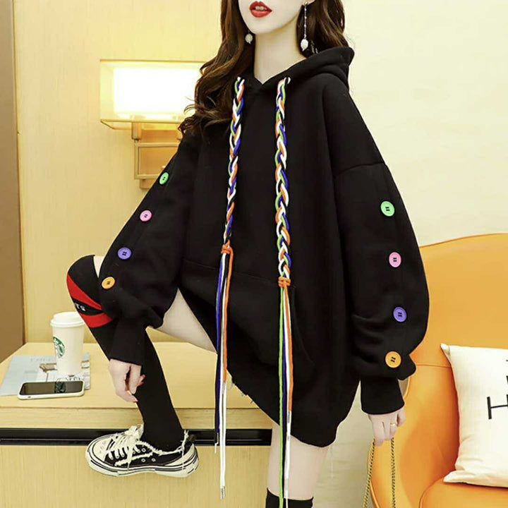 パーカー 女性 | カラフルフード紐のボリュームパーカー ユニセックス