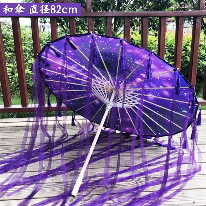 コスプレ小物 | 紫の和風UVカット日傘 - レディース向けクラシックデザイン