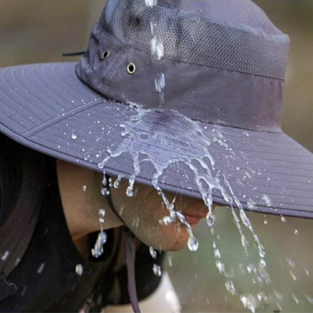 男性ファッション その他 | UVカットつば広サファリハット ユニセックス 折畳み可