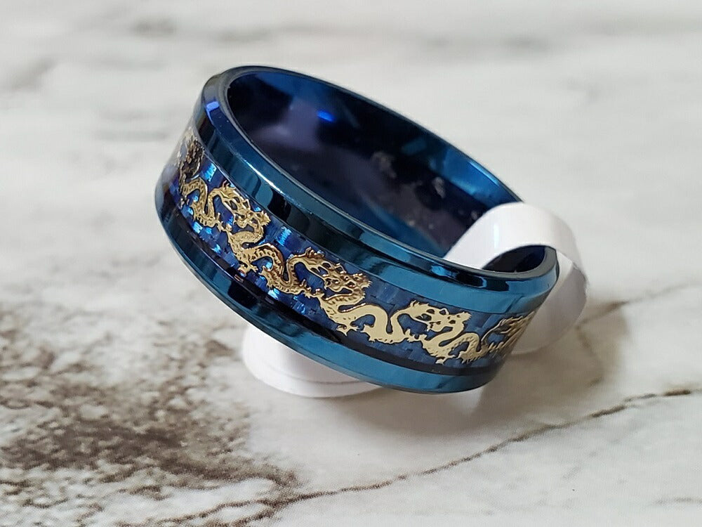 リング | ステンレス龍デザイン指輪 - 風水幸運アクセサリー、フリーサイズ