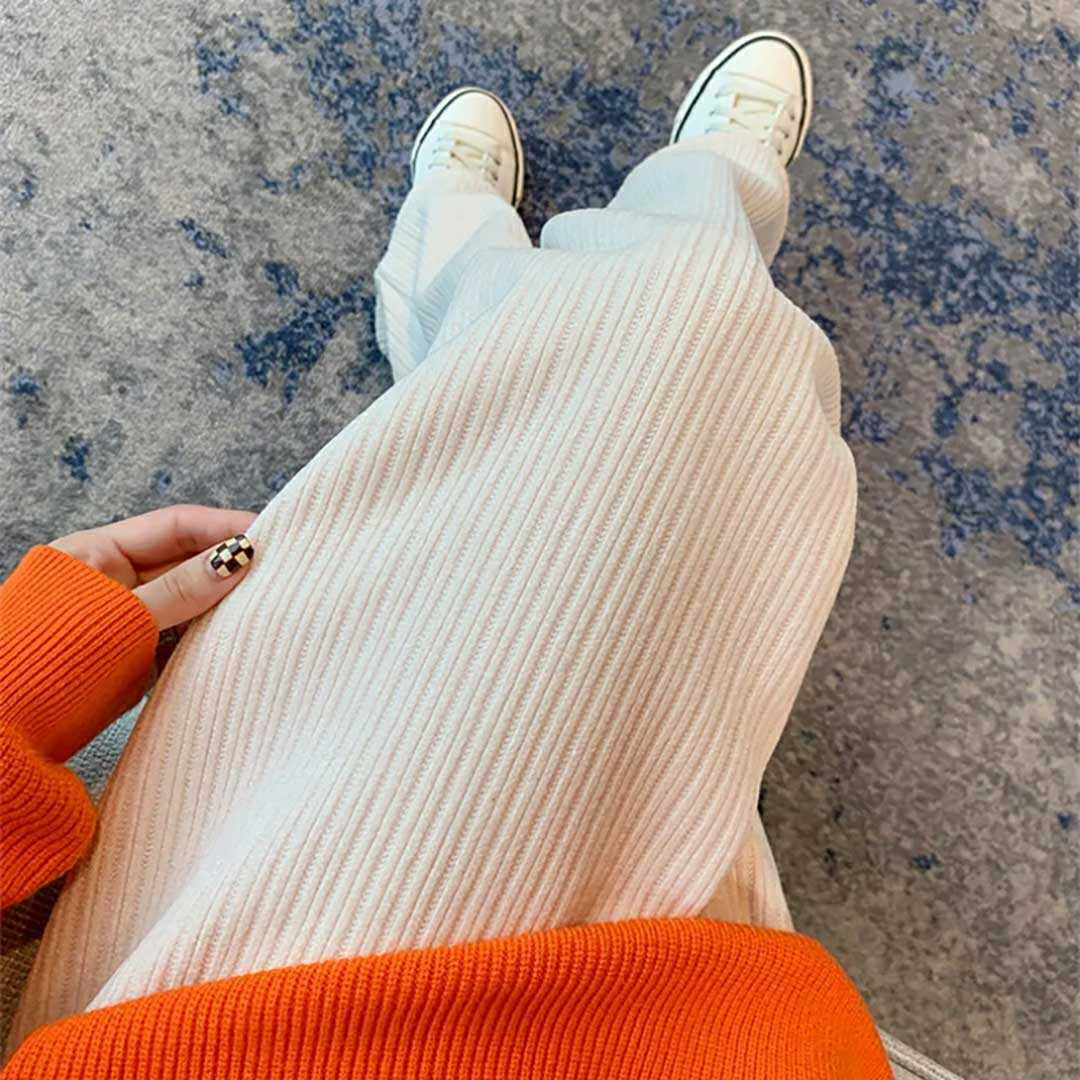 ボトムス 女性 | ホワイトコーデュロイフリースワイドパンツ Mサイズ