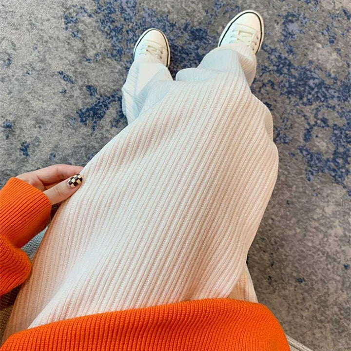 ボトムス 女性 | ホワイトコーデュロイフリースワイドパンツ Mサイズ