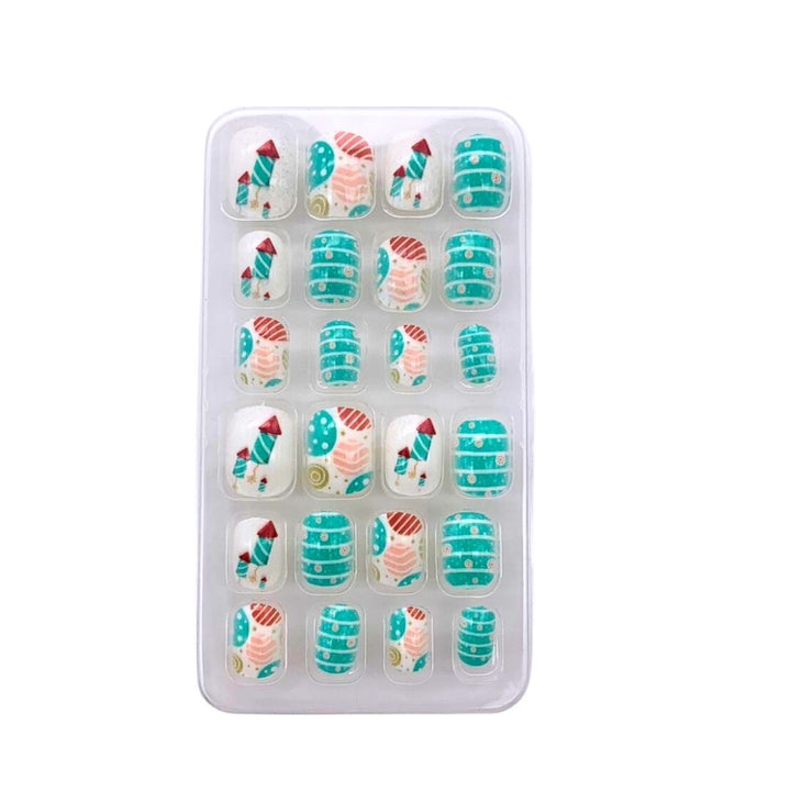 コスメティック | 子供用ネイルチップ 24個入り 猫＆フルーツデザイン