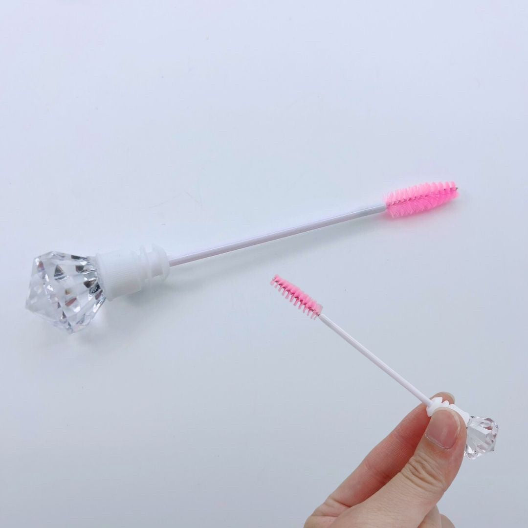 コスメティック | ダイヤモンドアイラッシュブラシ10本セット - 9色ピンククリアケース付き