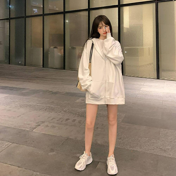 パーカー 女性 | 秋冬用テディーベア付きホワイトパーカー