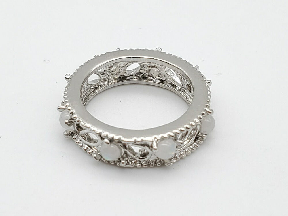 リング | ホワイトオパール＆貝パールリング 9号 - フォーマル向け