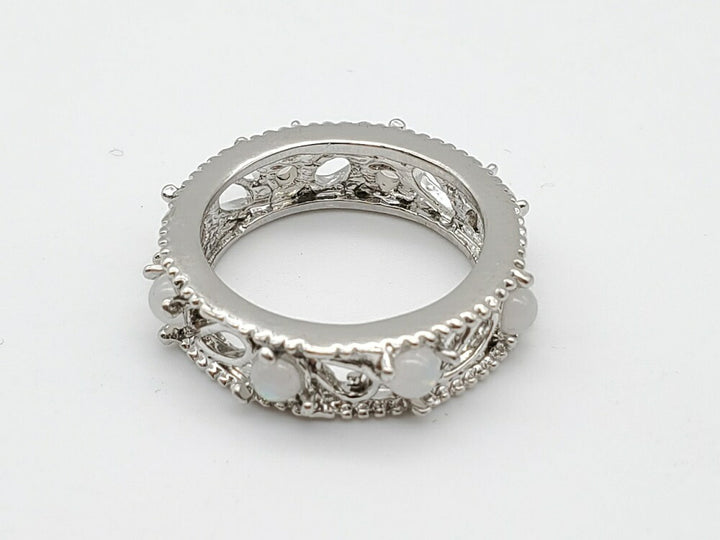 リング | ホワイトオパール＆貝パールリング 9号 - フォーマル向け