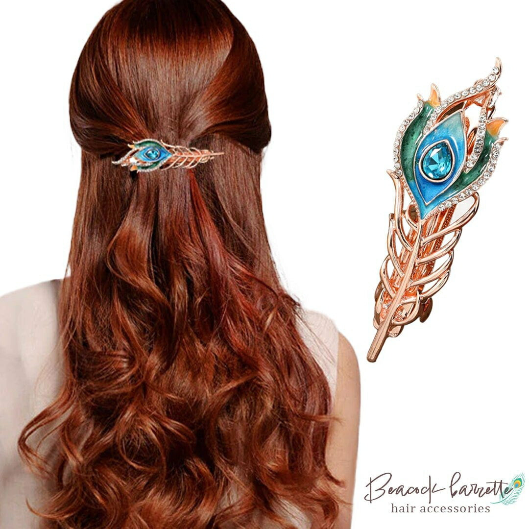 ヘアアクセサリー | 孔雀羽根とブルージルコニアのヘアアクセサリー