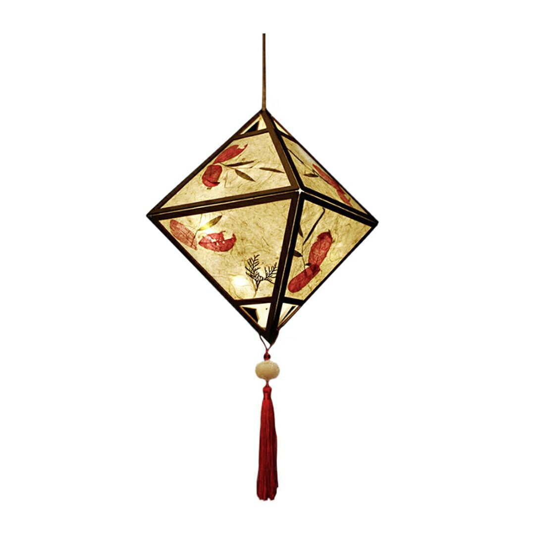 インテリア照明 | 和風LED提灯 - 六角形orひし形浮世絵デザイン