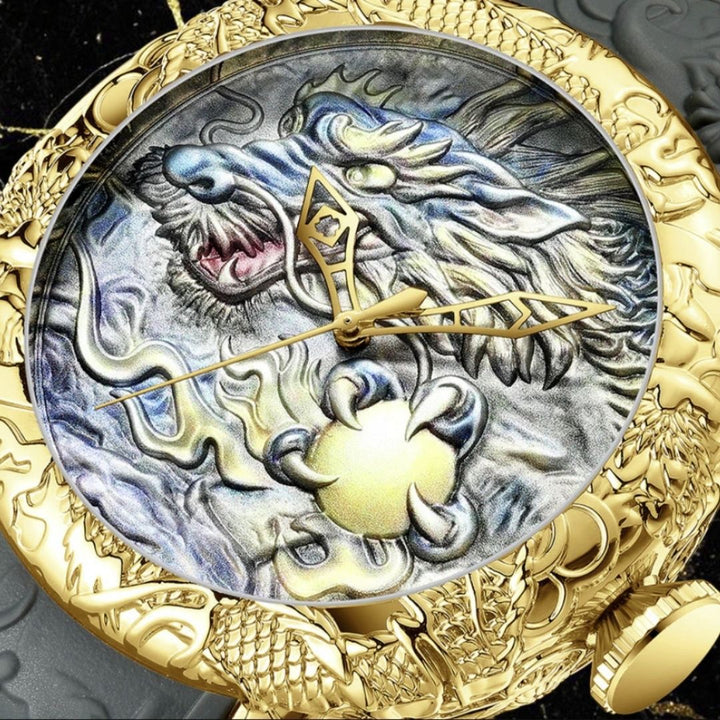 腕時計 | BIDEN 龍の頭デザイン腕時計 - ブラック/ゴールド