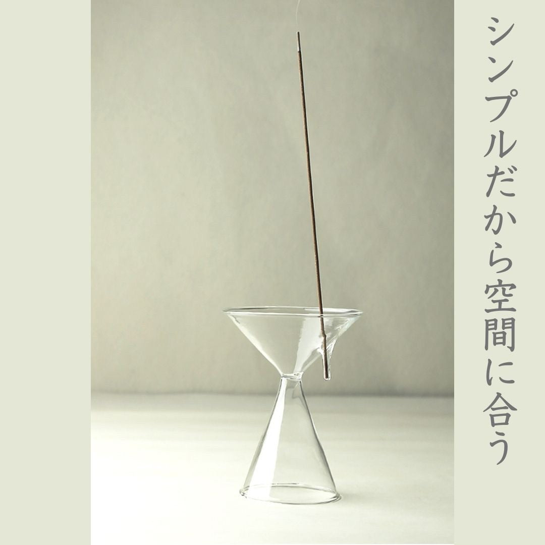 お香 | クリアガラス製お香立て シンプル和風デザイン ホームフレグランス