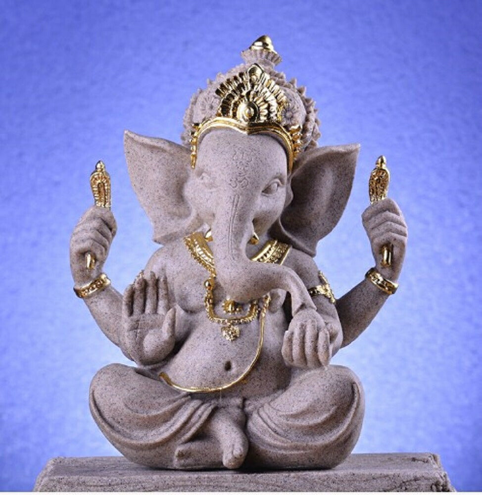 風水 インテリア | ガネーシャ石膏置物 - 開運・厄除けインテリア