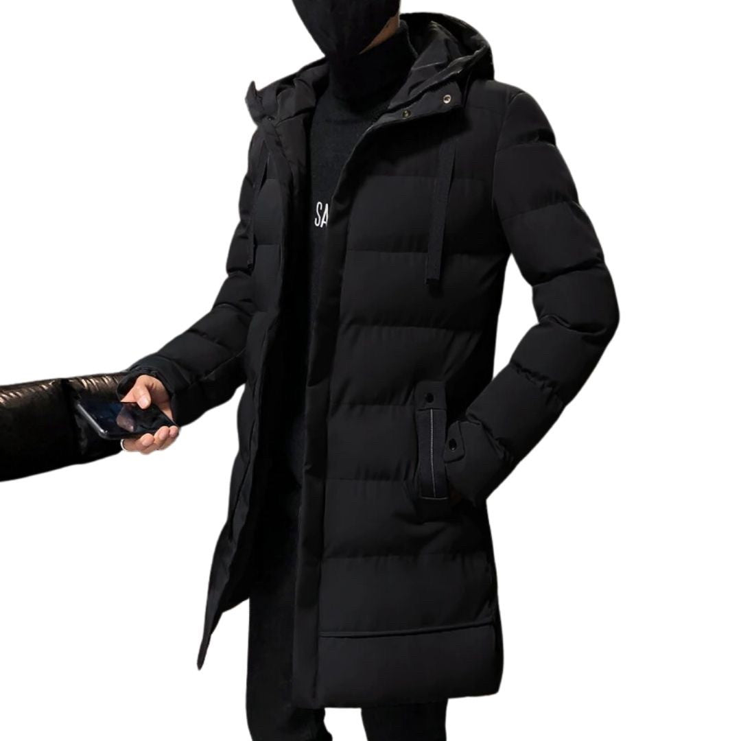 アウタージャケット 男性 | メンズ スタイリッシュ ロングダウンコート | 防寒・フード付き・3カラー