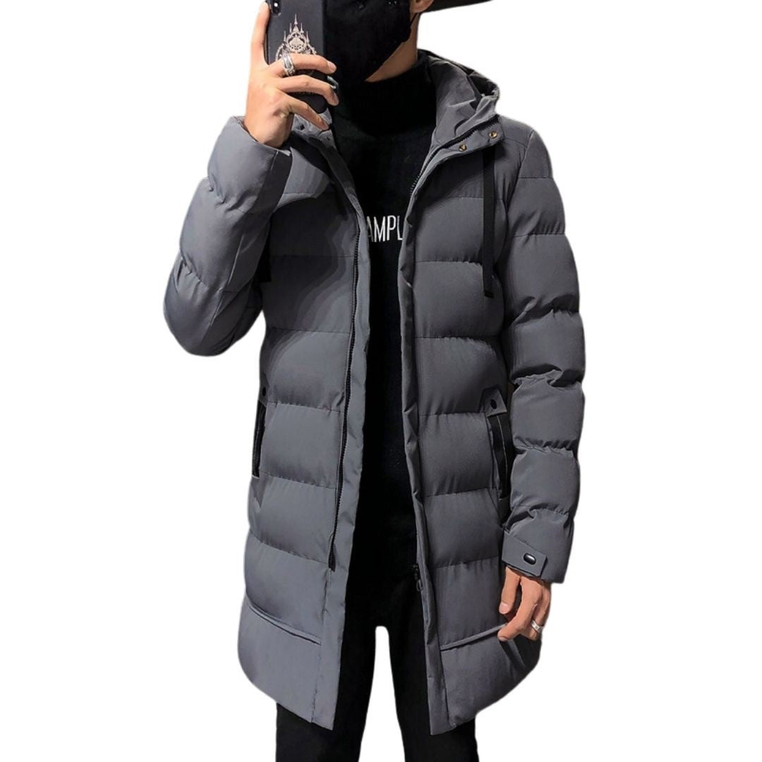 アウタージャケット 男性 | メンズ スタイリッシュ ロングダウンコート | 防寒・フード付き・3カラー