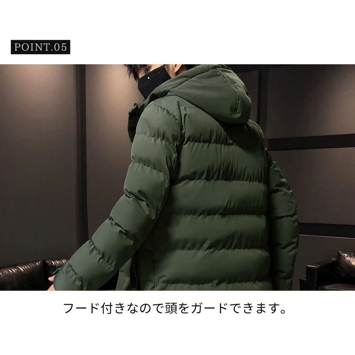 アウタージャケット 男性 | メンズ スタイリッシュ ロングダウンコート | 防寒・フード付き・3カラー